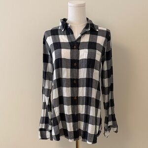 J. Crew Black and White Plaid Button Down Shirt